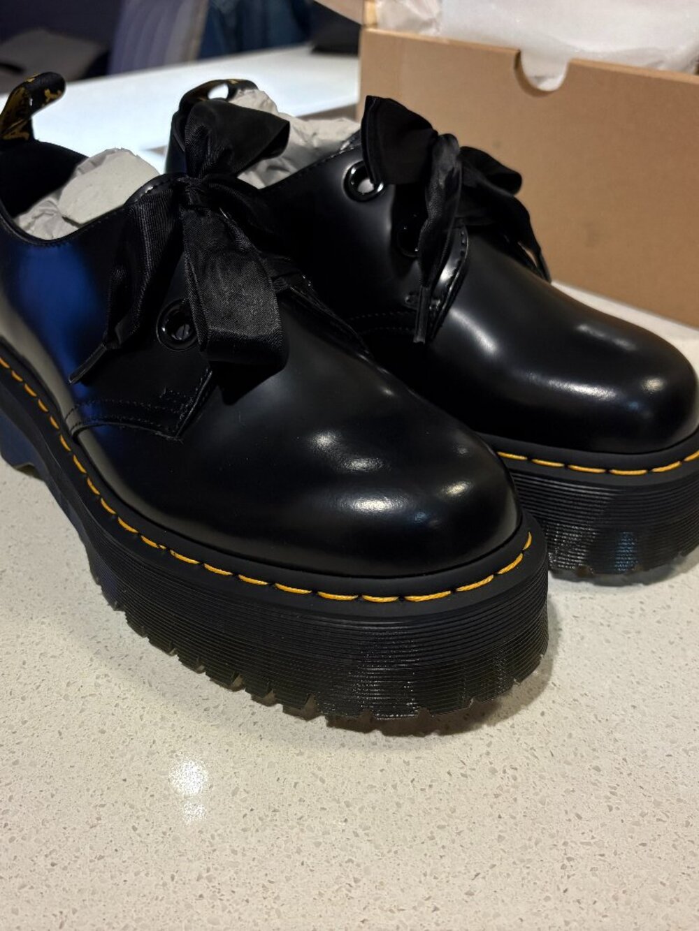 Dr. Martens Holly Leather Platform Shoes, Size 10